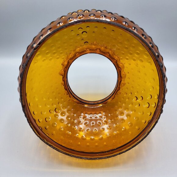 Vintage Amber Glass Hobnail Glass Lamp Shade Ruffled Top Retro Style Decoration - Picture 6 of 11